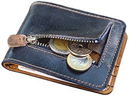 Leather wallet for men women blue-tobacco. Clutch wallet, money clip