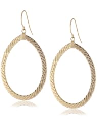 14k Italian Yellow Gold Oval with Design Hoop Earrings