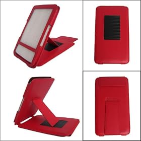 iGADGET Red Leather Case/Cover With Adjustable Stand For Amazon Kindle 3/3G/Wi-Fi/Graphite, 6" Display