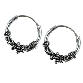 12mm Bali Hoop Earrings Sterling Silver by 