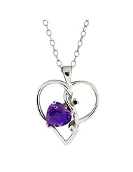 0.75 Ct Heart Shape Purple Amethyst and Diamond 18k White Gold Pendant