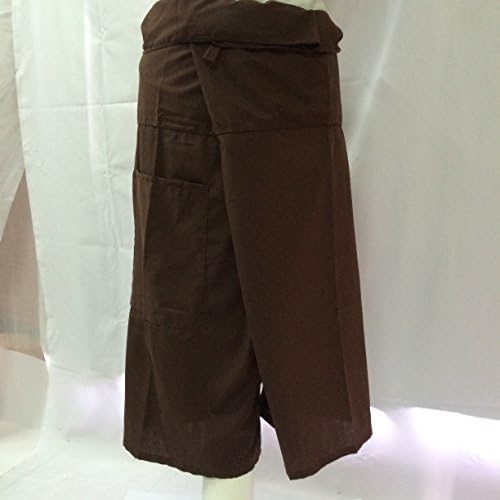 Brown Fisherman Pants Thai Massage Pregnancy Beach Pants 3/4 Length.