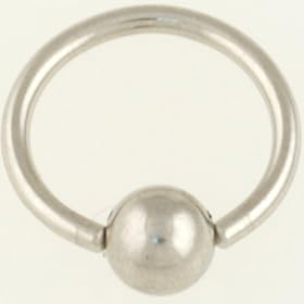 One Stainless Steel Captive Bead Ring: 20g 3/8", Stainless Steel Bead: 4mm