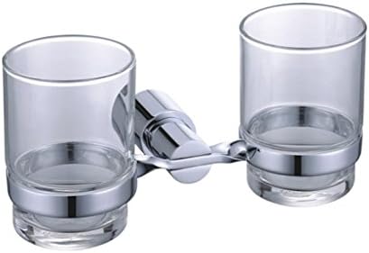 "Lightning Deal" Promotions Chrome Finish Glass Wall-mounted Double Tumbler Holder Toothbrush Holders