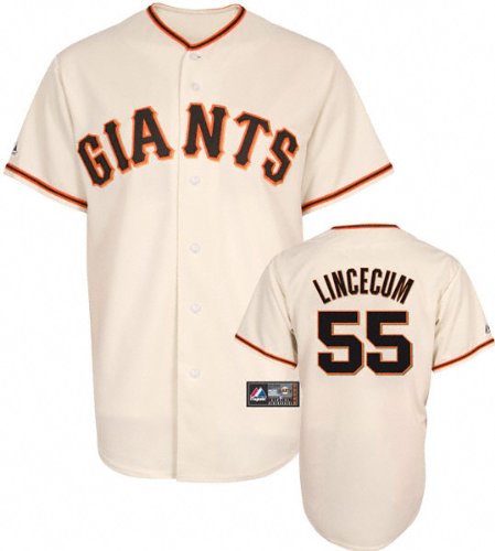 MLB Tim Lincecum San Francisco Giants Youth Short Sleeve 6 Button Synthetic Replica Jersey (Ivory, Small)