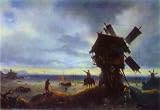 Aivazovsky, Ivan - Windmill on the Sea Coast. Hand Painted Reproduction Oil on canvas