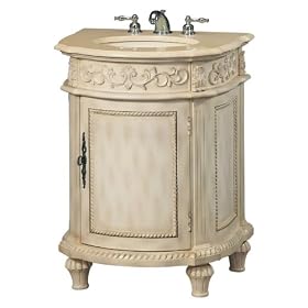 Chelsea 26 Inch Antique Ivory Sink Cabinet with Cream Granite Top, CREAM 26W, ANTIQUE... by Home Decorators Collection