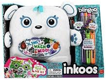 Blingoo Inkoos Plush Bear with Gems, Glitter Glue Pens & Markers - White & Blue