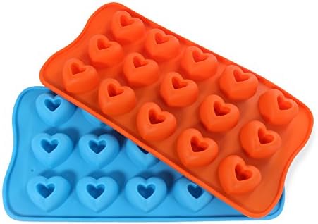 Candy Making Molds, 2PCS YYP [15 Cavity Heart Shape Mold] Silicone Candy Molds for Home Baking - Reusable Silicone DIY Baking Molds for Candy, Chocolate or More, Set of 2