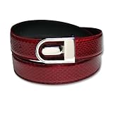 Dark Red Genuine Snake Skin Bonded Leather Belt - Regular