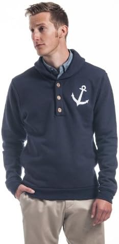 Shimmo Shawl Sweatshirt - Navy with White Anchor
