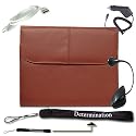 Kindle DX Brown Color Executive Leather Case + USB Data Cable + Black Car Charger + Black E-Reader Light + Determination Strap (Combo)