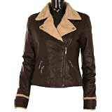 Womens Brown Real Leather Aviator Jacket A1T