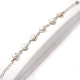 6-7mm white pearl love heart shape white gold plated tennis bracelet 8