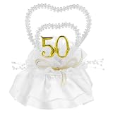 Hortense B. Hewitt 50th Anniversary Cake Top - White/ Gold ( 5.5