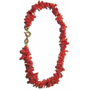 Coral Bracelet Italian Mediterranean 14k Gold Spring Ring and End Cups by 