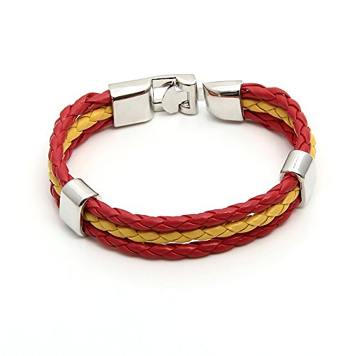 O.R.® (Old Rubin) Stylisches Armband PU Lederarmband Kordelarmband Fanartikel Fussball Weltmeisterschaft 2014 WM & EM Länder Style geflochten (Spanien)