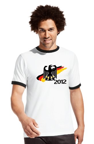 Deutschland Kontrast T-Shirt zur Fussball EM 2012 personalisiert mit eigener Rückennummer und Wunschname Gr. L