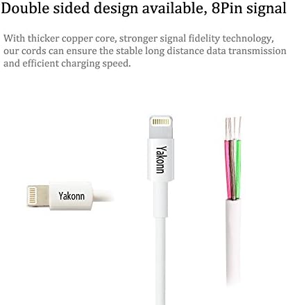 Yakonn 3-Feet and 6-Feet Lightning USB Charging Cables for iPhone 6, 6s, 6s Plus, 6 Plus, 5, 5c, 5s, iPad Mini, Mini2, 5, iPod 7 - 4pcs - White