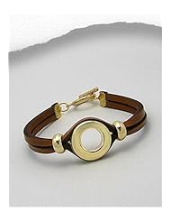 Light Brown Leather Bracelet In White Base