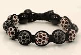 Soccer Ball Ruby Bracelet Unisex Assorted Fuchsia and Clear Swarovski Crystal Beads 13mm