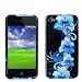 Blue Flower Design Crystal Hard Skin Case Cover for Verizon Apple iPhone 4 4G by Electromaster