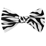 Mens Silk Zebra Print Pretied Bowtie by Wild Ties in Black