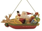 Santa Racing in Speedboat Holiday Christmas Ornament