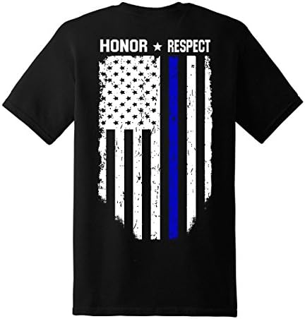 Adult American Flag T Shirt Thin Blue Line T Shirt 2X-Large Black