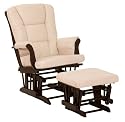 Stork Craft Metal Glider And Ottoman In Black With Beige Cushion