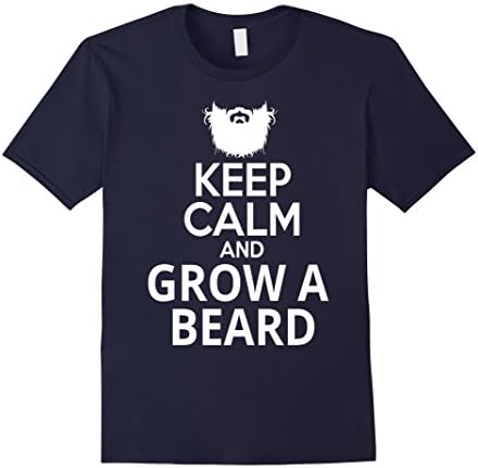 Men's Keep Calm And Grow A Beard T-Shirt XL Navy