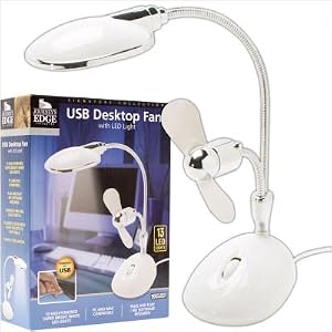 2 in 1 Laptop Desk LED Lamp and Fan in White by Trademark Global