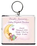 Too Cute Birth Announcement Photo Key Chain, Personalized, 2.75? x 3.25? - Baby in the Moon (Girl)