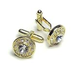 GOLD-Colored Mens Cuff Links. DIAMOND like stones Cufflinks.