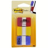 Post-it&reg; Index Tabs - Strong Durable -  Red, Yellow, Blue -