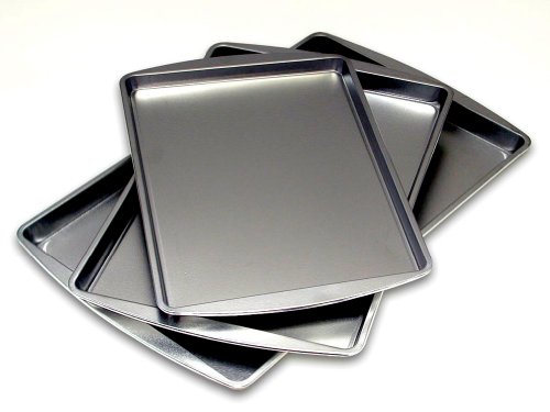 Signature Bakeware 3-pc Cookie Sheet Pan Set - Gray - Cooking and Baking Kitchen Tool - Used By Gourmet Chefs and Cooks in Professional Restaurants to Housewives and Students At Home and Family Gatherings - Eco-friendly FDA Certified Food Safe Material Performs Better Than Any Traditional Product in the Market - Heavy Duty Construction with Nonstick Metallic Finish - All High Quality Dishwasher-safe Parts - Create the Perfect Baked Goods Every Time - Small Kitchen, Full-sized Delicious Meals - Simple and Fun - Easy to Use and Portable to Take Anywhere, Yet Designed for Heavy Use - Life Time Satisfaction Guarantee - Great Holiday Gift Idea!