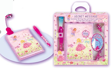 Girls Fairy Princess Secret Journal Diary with Invisable Ink Pen and Clip Led Light Box Set: Best Seller Tween Gift.