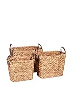 J-LINE Set Cesta 3 Uds.Marrón