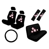 11 Piece Auto Interior Gift Set - Pink Flower - A Set of 2 Seat Covers, 1 Rear Bench... by Unknown