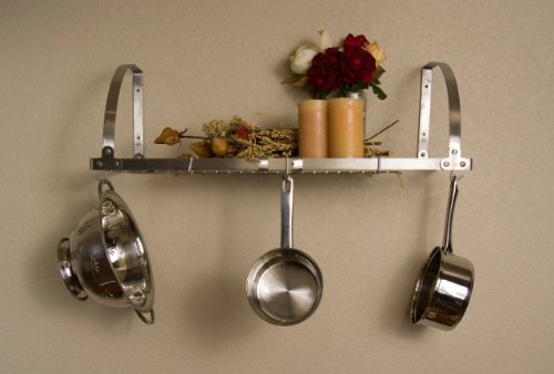 See Expandable Wall Mount Stainless Steel Pot Rack Shelf