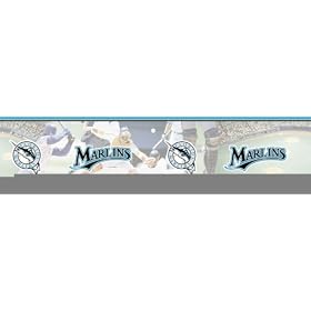 Blue Mountain Wallcoverings 5815414 Florida Marlins MLB Prepasted Wall Border, 6-Inch by 15-Foot