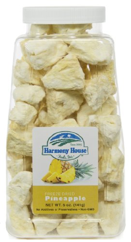 Harmony House Foods Freeze-Dried Pineapple Chunks (5 oz, Quart Size Jar)