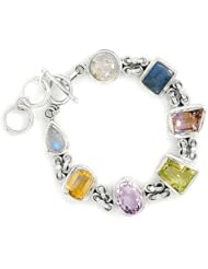 7.5"+1" Extension Toggle Bracelet Featuring Moonstone, Labrodorite, Lemon Quartz