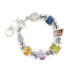 7.5+1 Extension Toggle Bracelet Featuring Moonstone, Labradorite, Lemon... by Amethyst Bracelets
