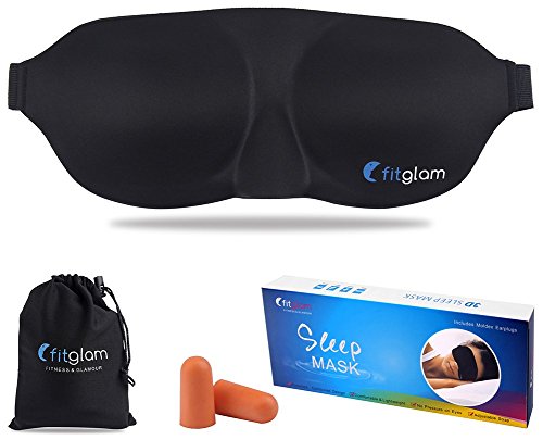 Contoured Sleep Mask, Fitglam Premium Quality Eye Mask, Best Natural Sleep Aid Eye Cover for Men and Women, Perfect for Bedtime, Meditation, Shift Work & Travel, Black