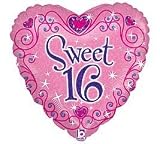 Sweet 16 18" Mylar Balloon Heart with Sparkles Sweet 16 18" Mylar Balloon Heart with Sparkles