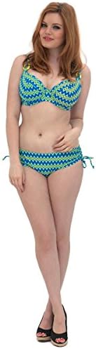 Curvy Kate Womens Push-Up Bikini Top With Geometric Print Blue Size Us 36G