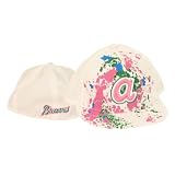 Atlanta Braves American Needle Flat Bill Baseball Hat - White / Pink & Green Paint