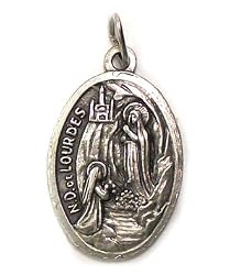 Our Lady of Lourdes Oxidized Medal - MADE IN ITALY