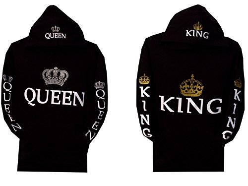 Couple Matching King and Queen Hoodie Color Black Hooded Sweatshirt . Price Including 2 Hoodies